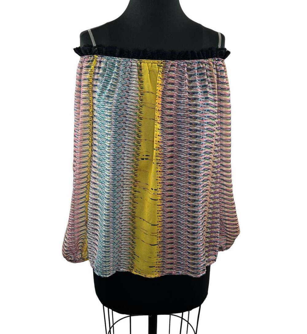 Alberto Makali Women's Multicolor Print Off The Shoulder Long Sleeve Top Size XS